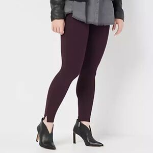 SPANX Ankle Length Ponte Leggings Brandywine Burgundy Size Large Petite